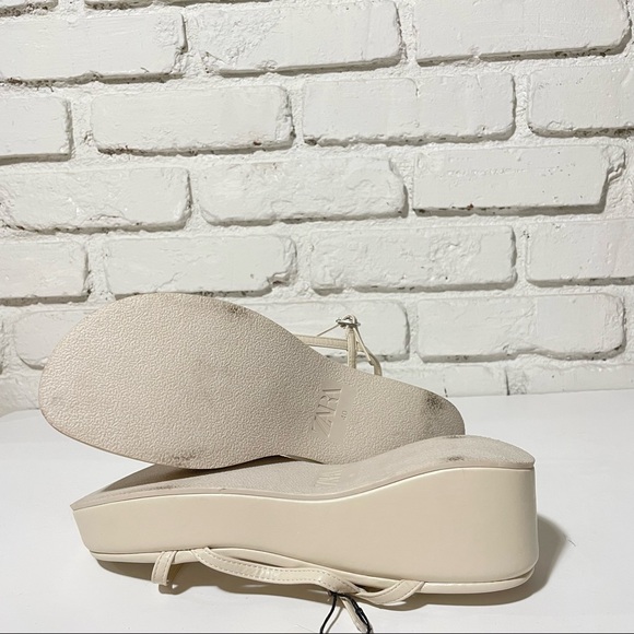 Zara NWT Cream Strappy Platform Sandals - Picture 4 of 7